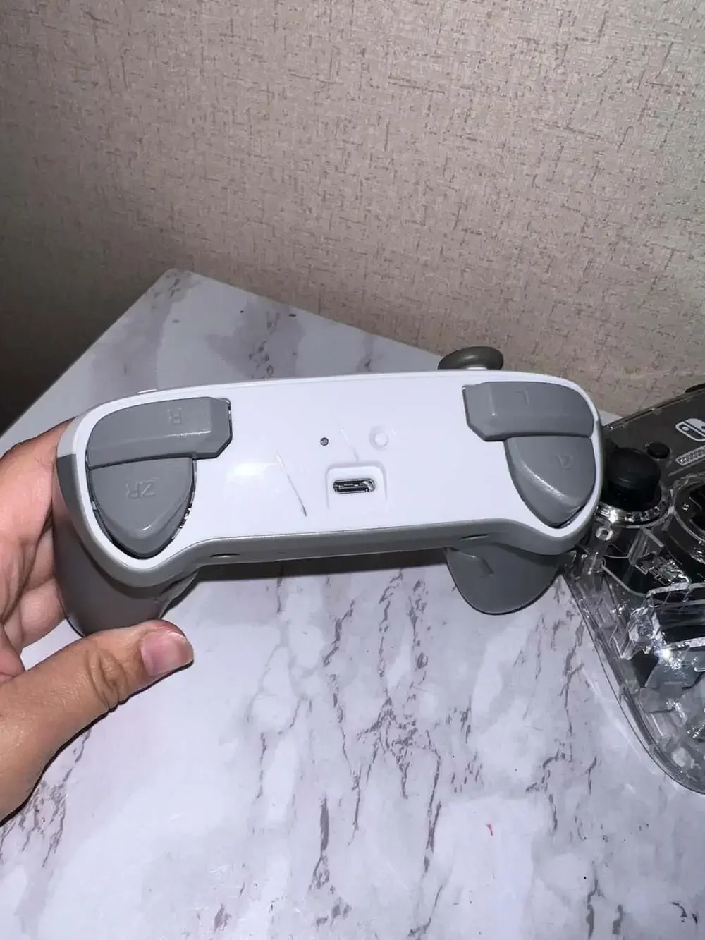 Nintendo Switch Pro Controller Customized Clear Shell and White Controller with